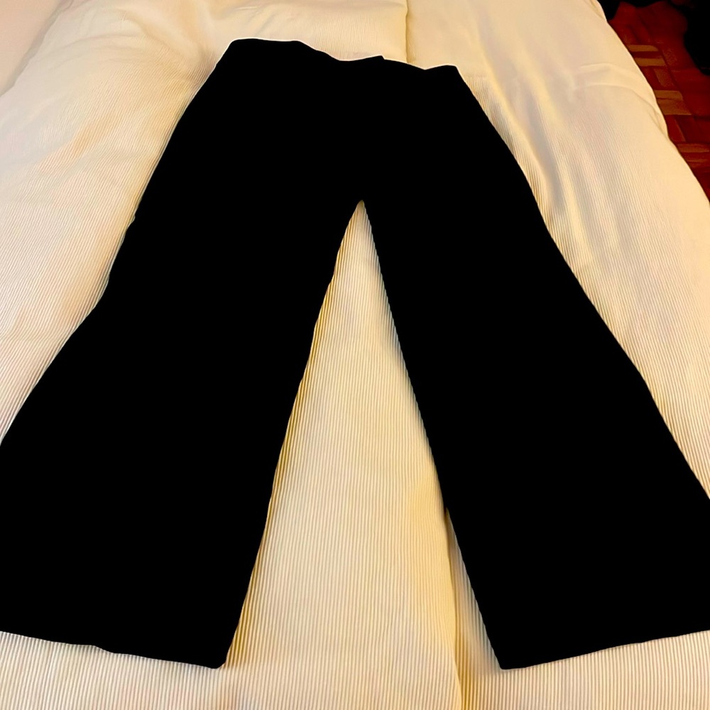 Black wide leg wool trouser